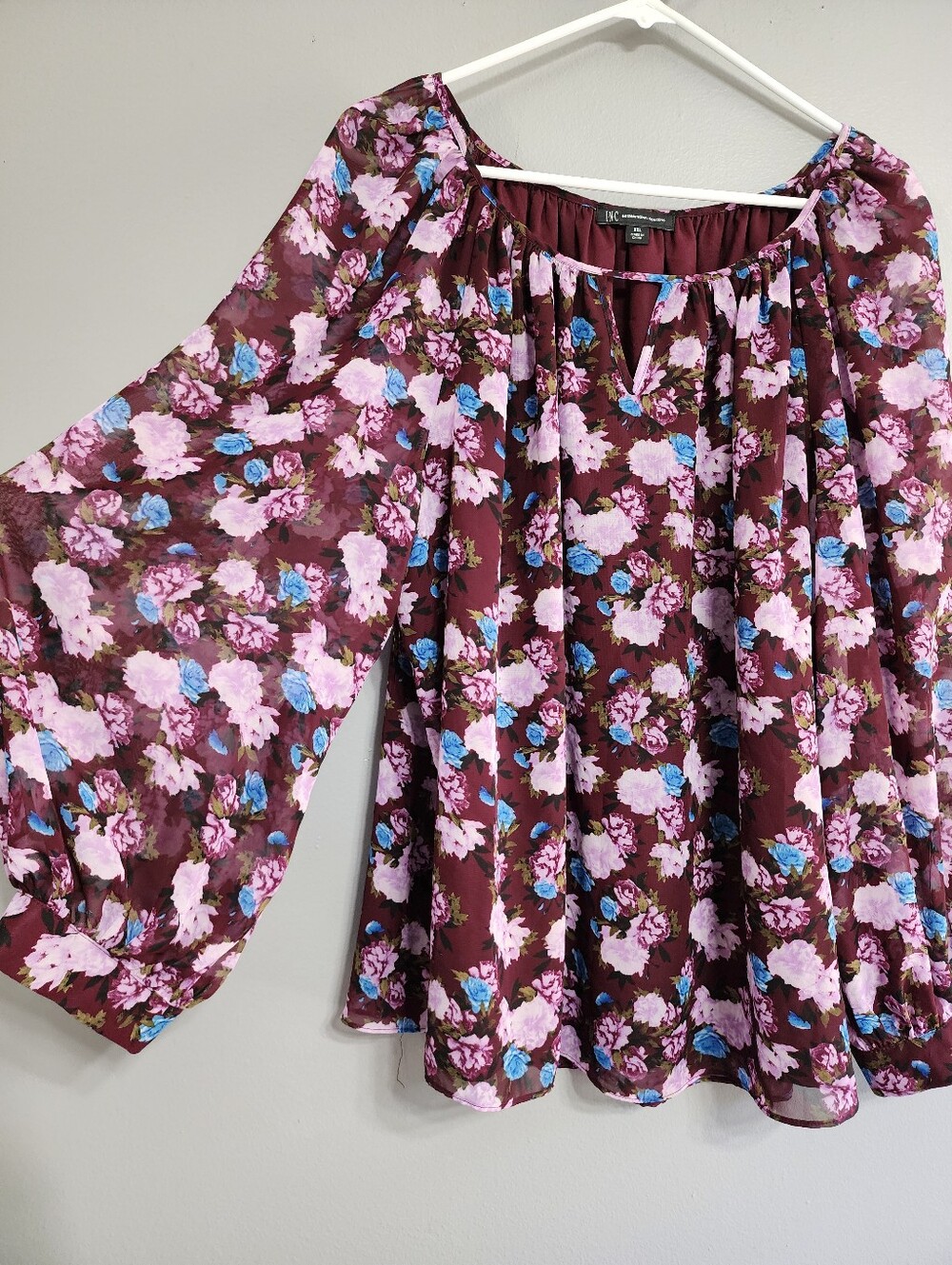 INC International Concepts Plum Floral Blouse